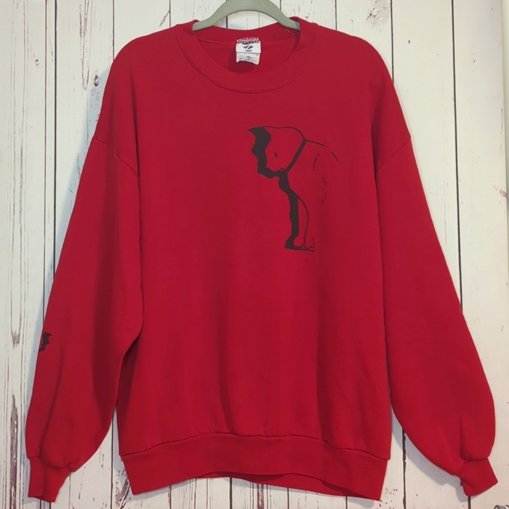 Vintage Jerzees Red Crewneck Cat Sweatshirt Unisex 2XL